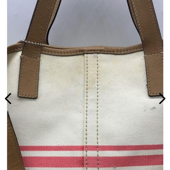 COACH GUC HADLEY STRIPED CANVAS LARGE TOTE BAG - Picture 3 of 8